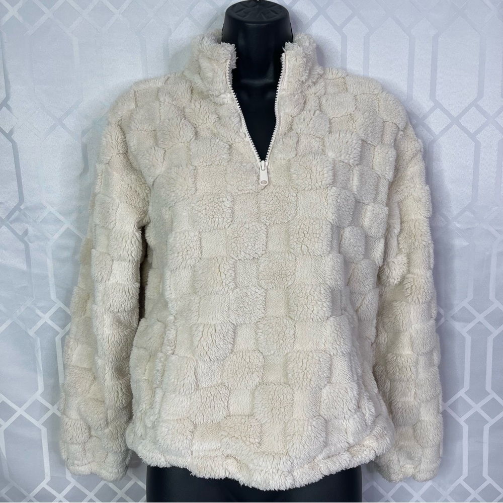 Thereabouts Checkered Faux Fur Sherpa 1/4 Zip Pullover Size (girls) L 14